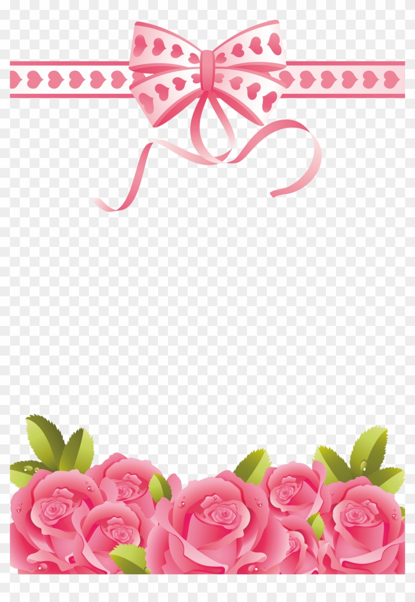 Pink Rose Clipart Rose Frame - Pink Flower Border Png #783554