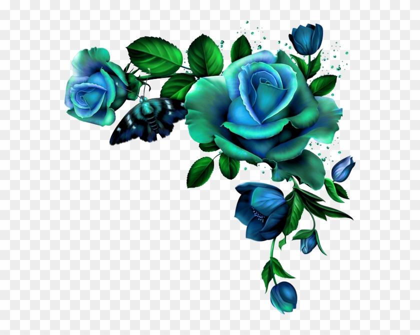 Vintage Roses - Blue Rose Border Png #783574