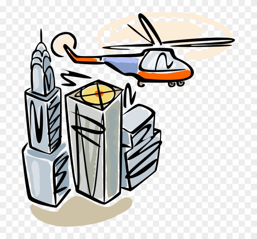Vector Illustration Of Helicopter Aircraft Flies Over - Vector Illustration Of Helicopter Aircraft Flies Over #783997