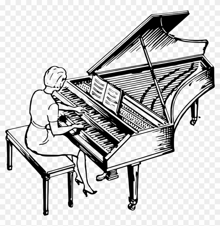 Clip Art Details - Harpsichord Black And White #784030