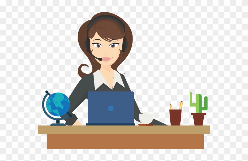 This is an image of a clipart picture which shows a receptionist who is helping other people.