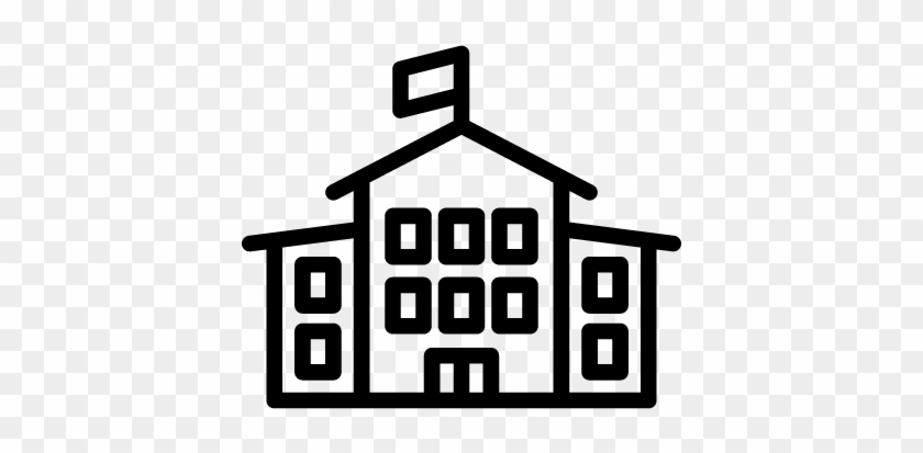 School Building With Flag Vector - School Icon Transparent Background #785072