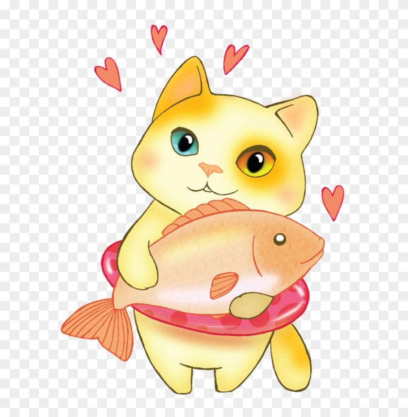 Как нарисовать котика с рыбкой