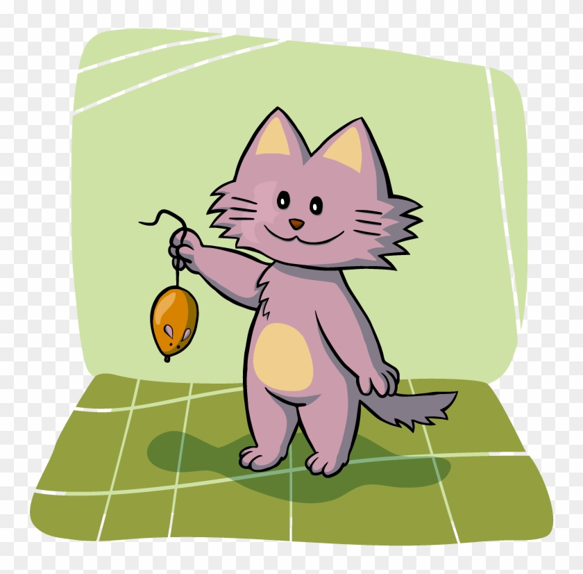 Cute Cat And Mouse Clipart - Cat Holding A Mouse #785543