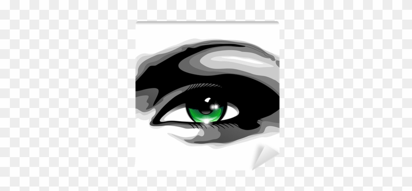 Woman's Green Eye Occhio Verde Di Donna Vector Wall - Blue #786354