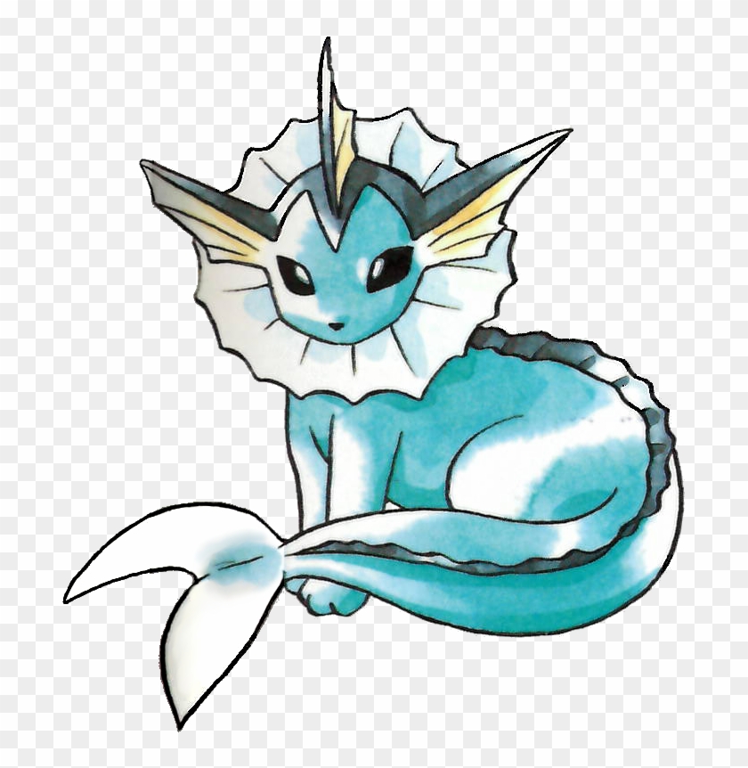 Vaporeon Pokemon Red And Green Official Art - Pokemon Red Vaporeon #786431