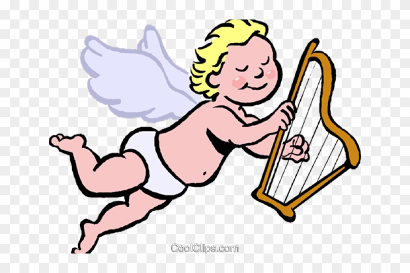 Harp Clipart Cupid - Cartoon Angel Playing Harp #786511