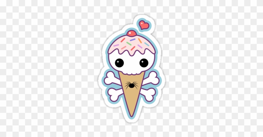 Super Cute Skull And Crossbones Ice Cream Cone Vinyl - Cartoon #786580