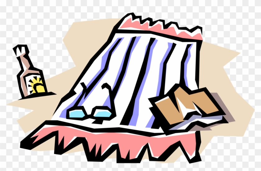 Vector Illustration Of Beach Blankets On The Sand With - Clip Art #786956