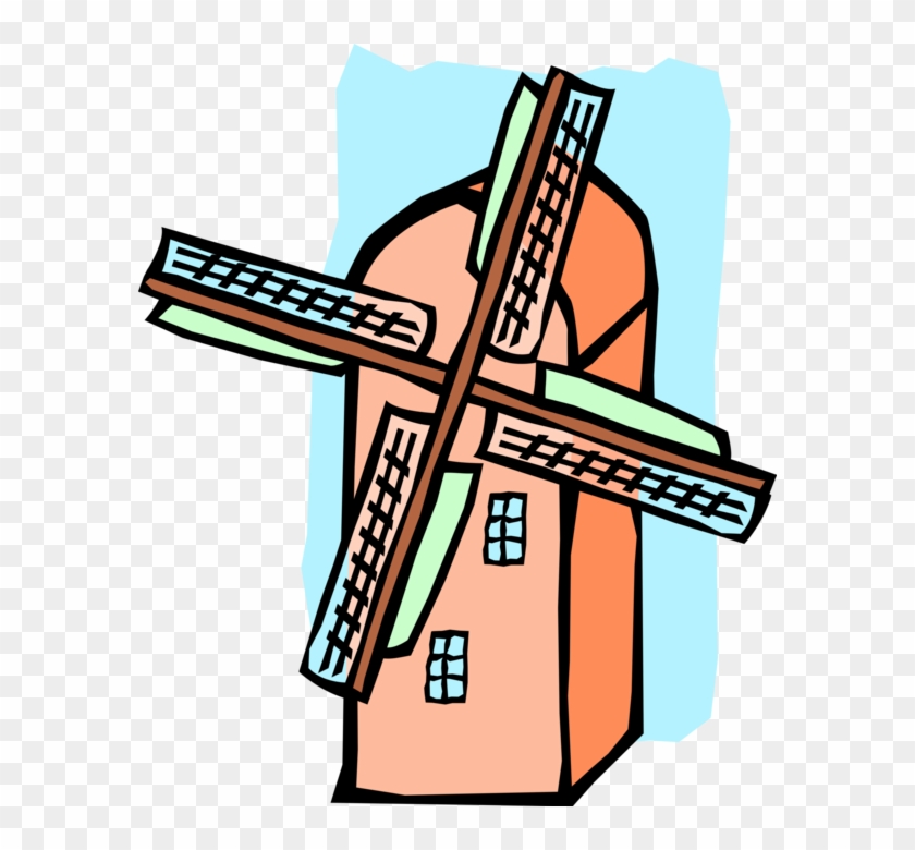 Vector Illustration Of Dutch Windmill In The Netherlands, - Vector Illustration Of Dutch Windmill In The Netherlands, #787223