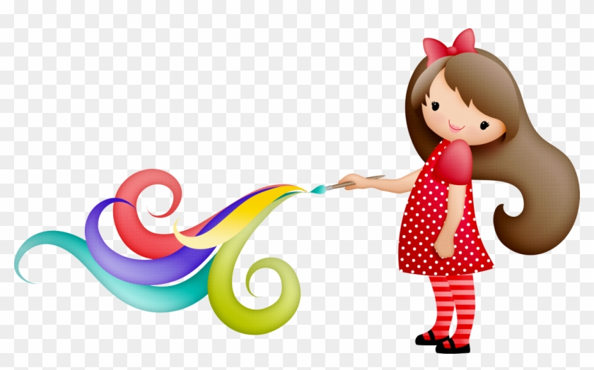 Happyalbumcartoon Kidsclipartlittle - Niñas Pintando Animado #787433