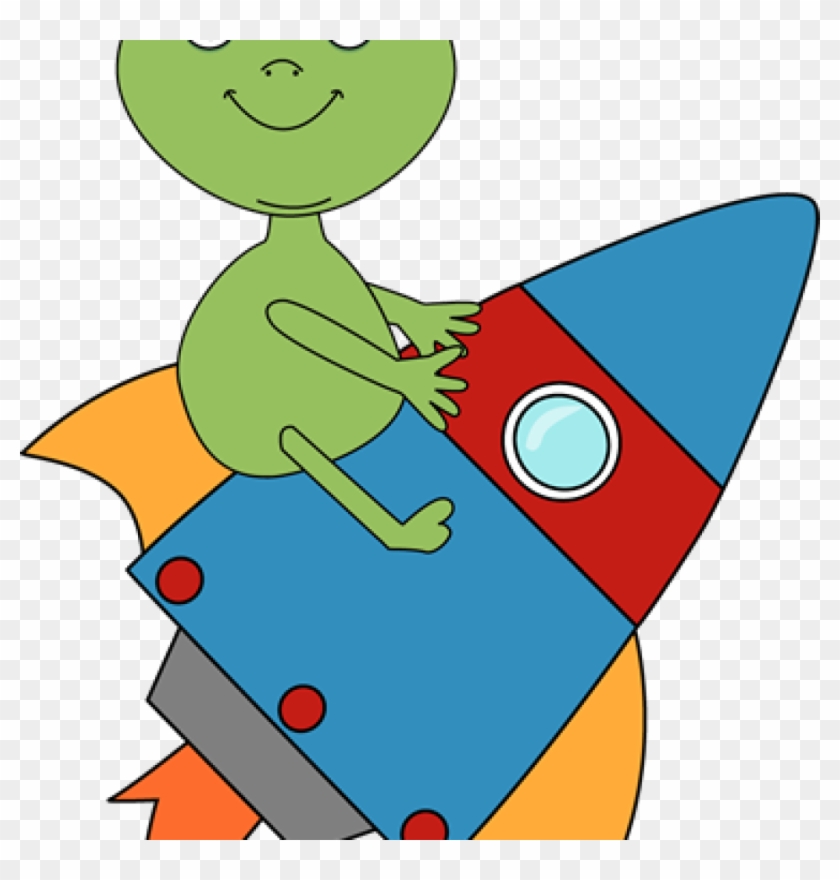 Rocket Clipart Alien Riding On A Rocket Clip Art Alien - Outer Space #787586