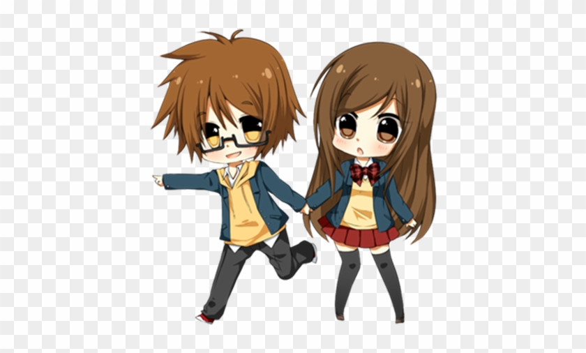 Cute Anime Couple - Anime Chibi Boy And Girl - Free Transparent PNG Clipart  Images Download