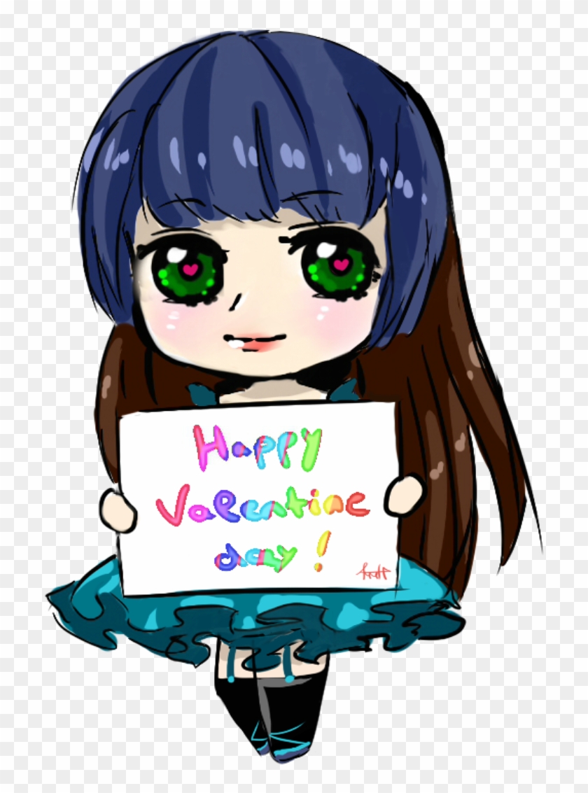 Valentine Day Exchange Chibi Kawaii Blue Hair By Alicemmh - Chibi #788078