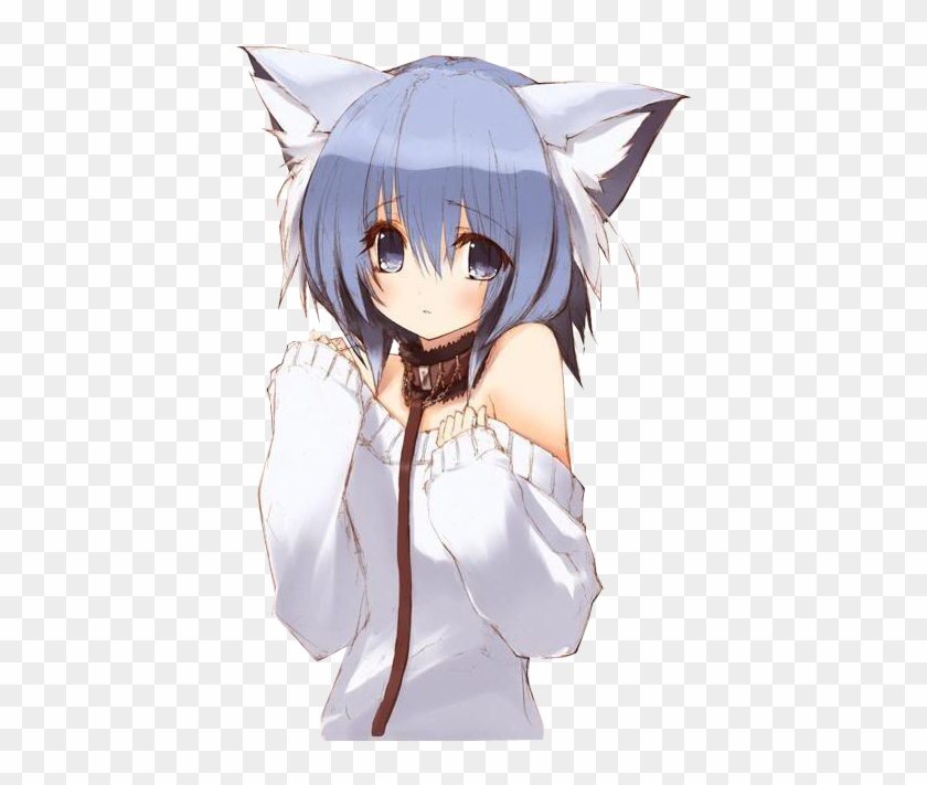 Blue Hair Shy Neko Cute Anime Girl Blue Hair Neko Free Transparent Png Clipart Images Download - roblox cute anime neko girl