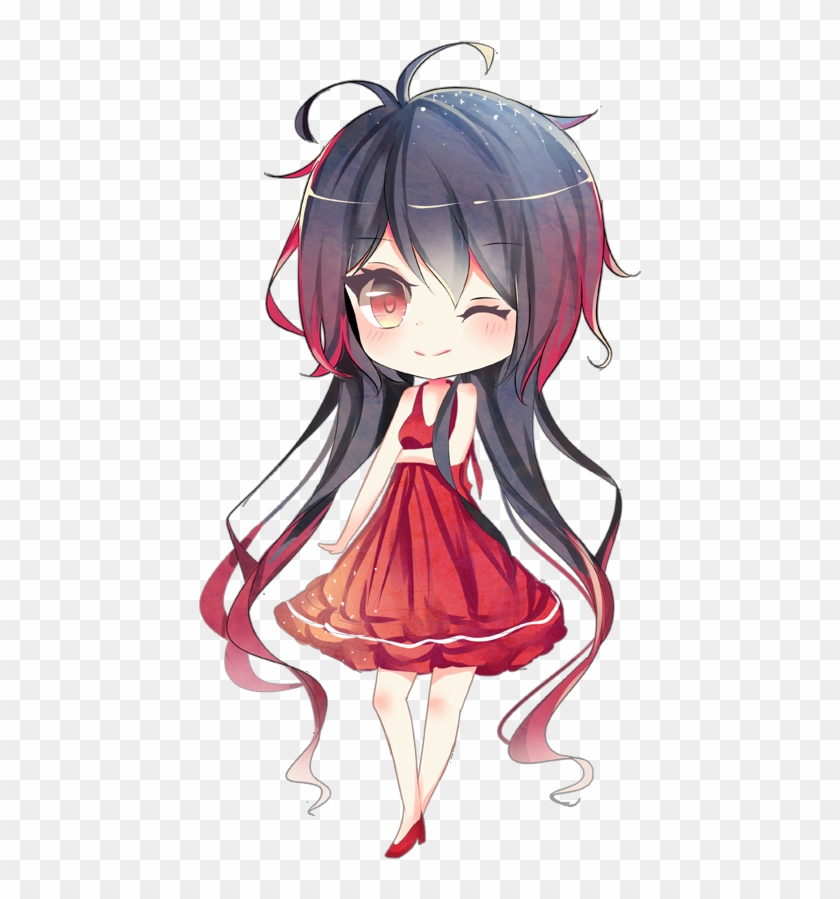 Anime Girl With Black Hair And Blue Highlights For - Anime Manga Chibi #788103