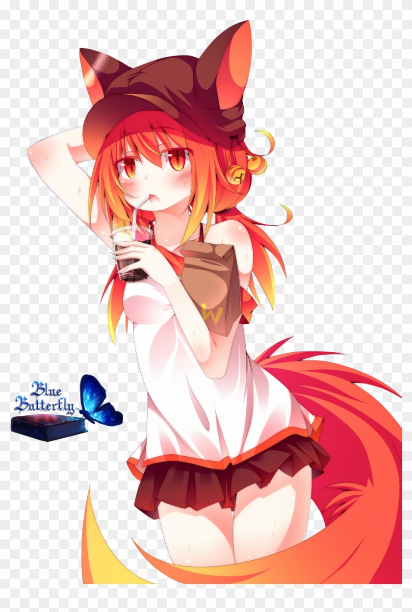 #8 Anime Fox Girl Render By Butterfly Blue B On Deviantart - Red Fox Anime Girl #788689