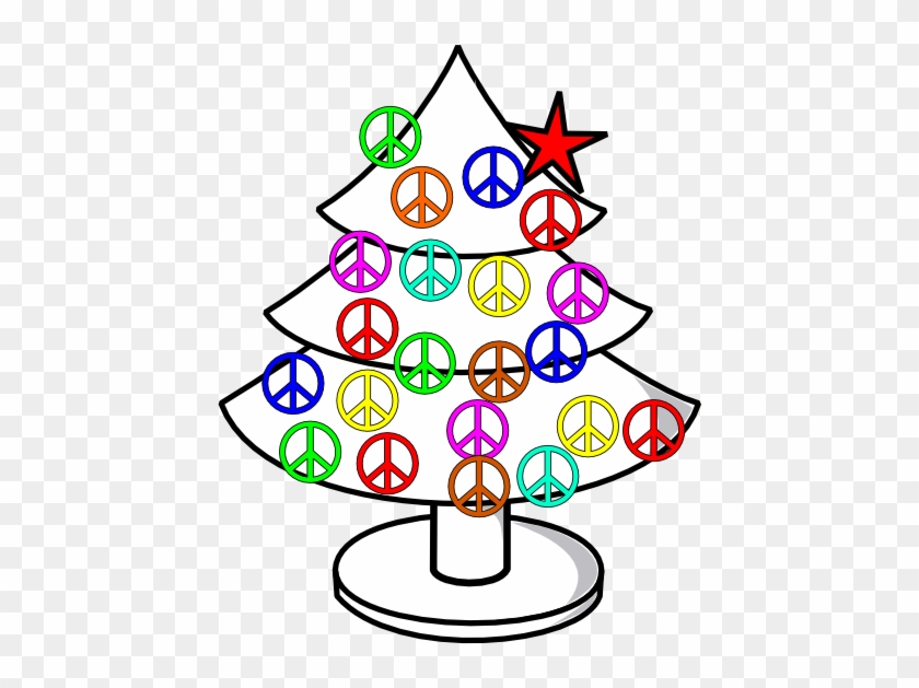 Tree Xmas Christmas Peace Symbol Sign Line Art - Peace Sign #788785