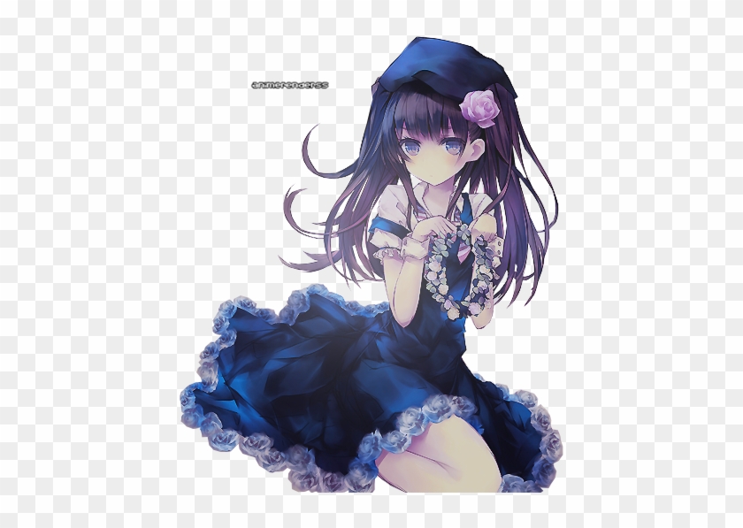 Anime Girl Dark Blue Render #788793