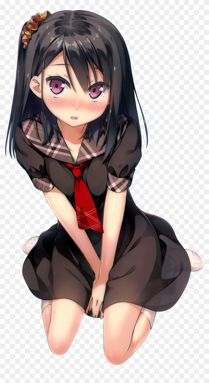 blushing, #anime Girls, #original Characters, #kantoku, - Anime Girl With Black  Hair Blushing - Free Transparent PNG Clipart Images Download