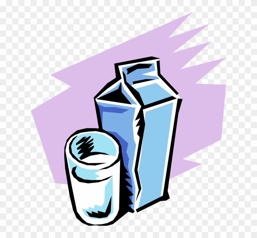 Vector Illustration Of Dairy Milk Carton With Glass - Leite Pasteurizado #789223