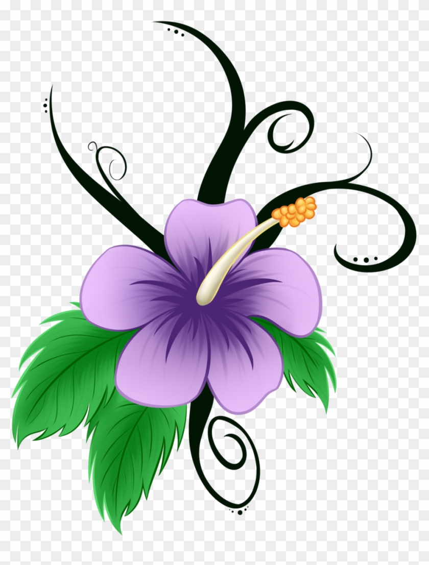 Hawaiian Flower Clip Art Pin Hibiscus Remixed Free - Hibiscus Flower In Cartoon #789453