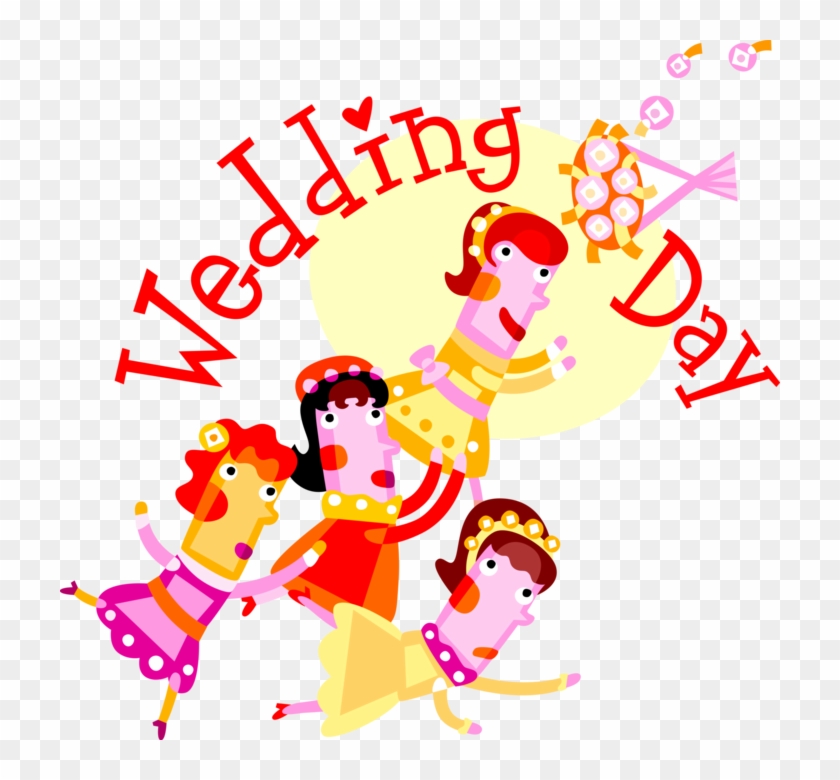 Vector Illustration Of Wedding Day Bridesmaids Scramble - Wedding #789499