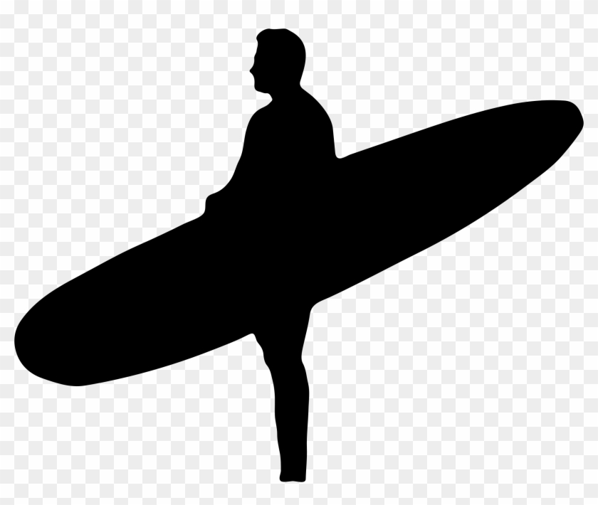 Holding Surfboard Silhouette - Man With Surfboard Silhouette #789520