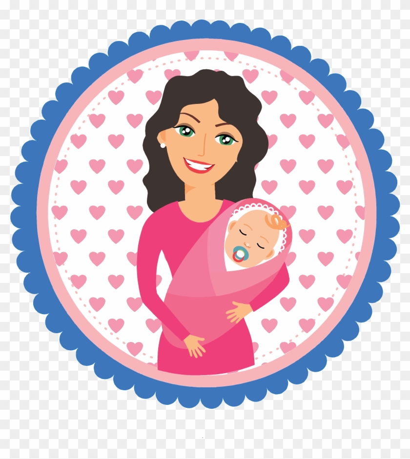 Free Clipart Of A Happy Mom Holding Her Baby In A Circle - Mom And Baby Png #789522