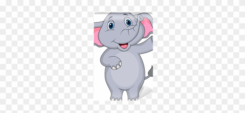 Cute Elephant Cartoon Waving Hand Wall Mural • Pixers® - Elephant Waving #789724