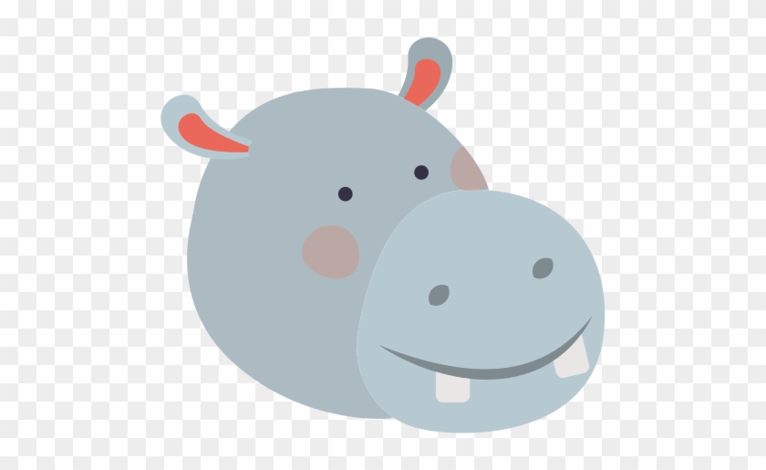Hippopotamus Cartoon Head Colorful Silhouette - Caricature #789802