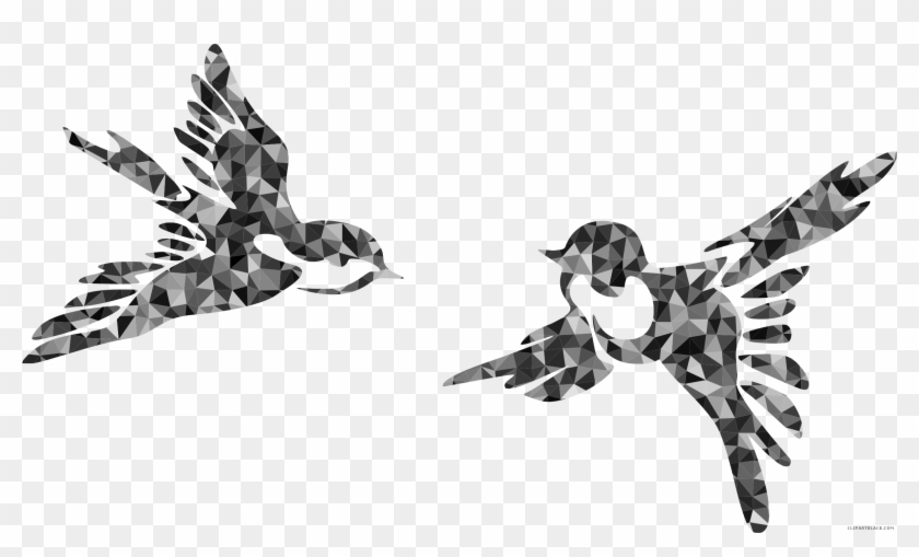 Bird Silhouette Animal Free Black White Clipart Images - Zwei Liebevögel Tischtennis Schläger #790521