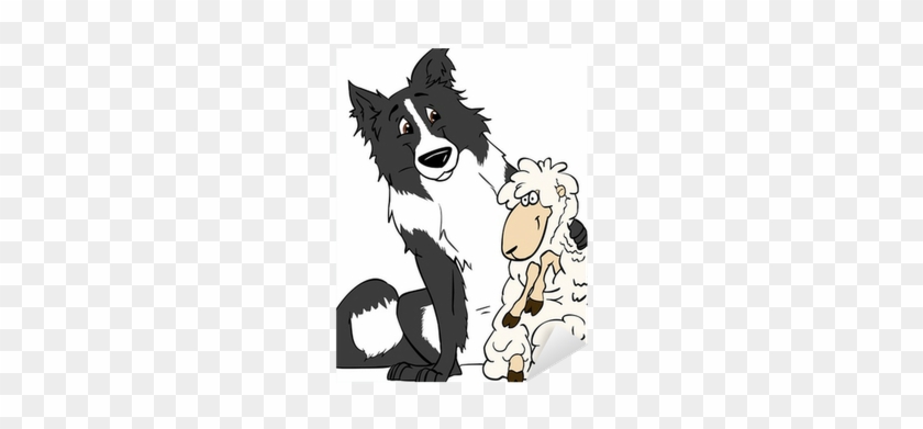 Border Collie And Sheep Are Friends Vector Illustration - Border Collie #790714