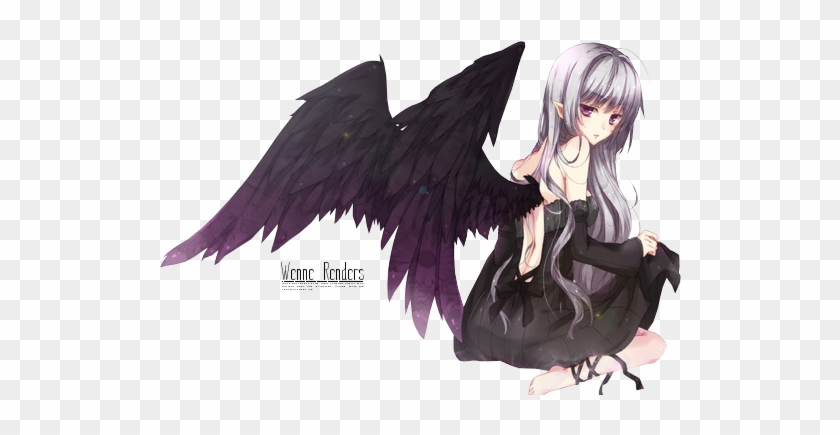 Devil Girl Or Black Angel Girl - Anime Girl With Black Wings #791146