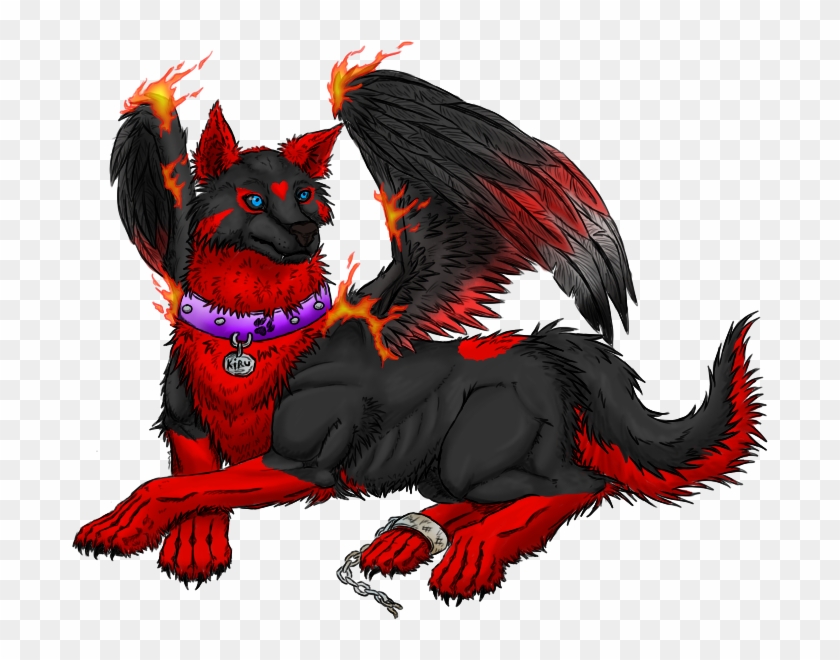 Demon Wolf With - Black And Red Wolf With Wings #791221