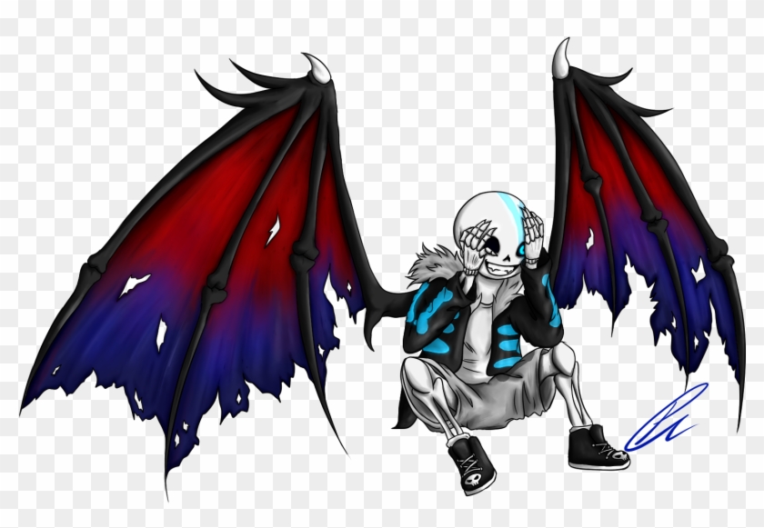 Jeyawue Demon Sans [gift / Wallpaper Size / Stream] - Sans With Demon Wings #791363