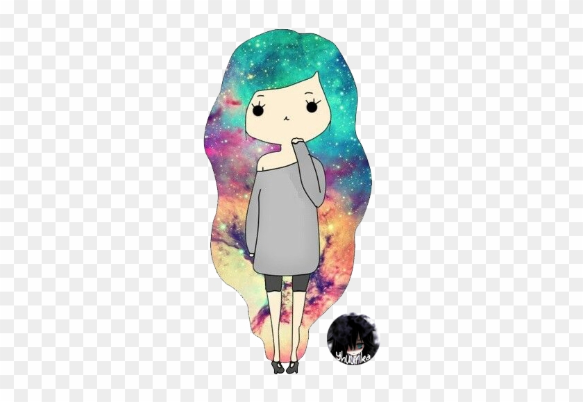 Kawaii Hipster Chibi Lady Render = By Yhuurika - Girl With Galaxy Hair #791382