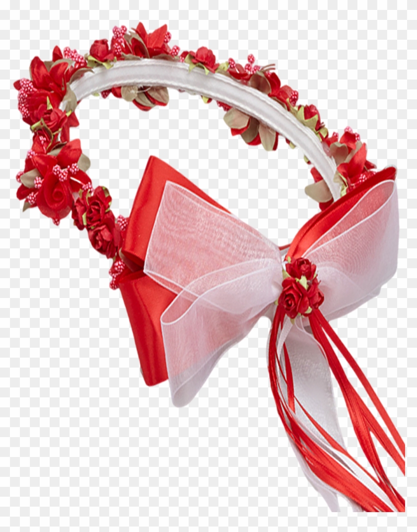 Red Floral Crown Wreath Handmade With Silk Flowers, - Rose #791583