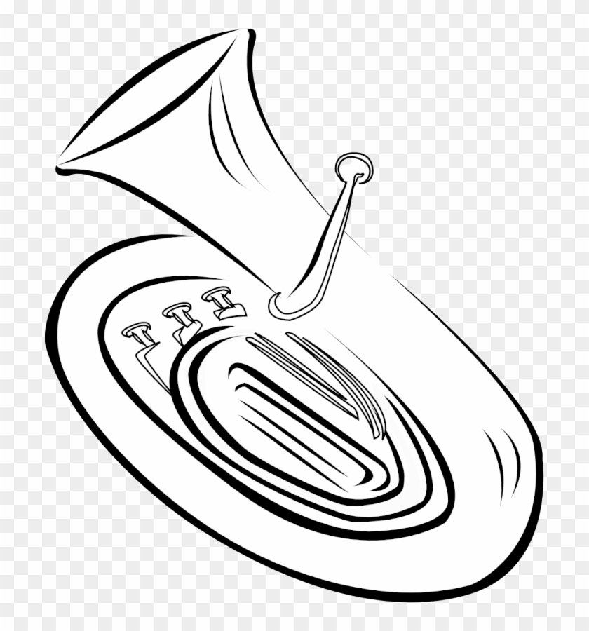 Tuba Clipart Free Clip Art Images - Cartoon Tuba Black And White #791657