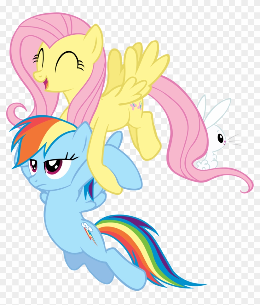 Fluttershy Carrying Rainbow Dash Vector By Scrimpeh - Fluttershy And Rainbow Dash Cute #791708