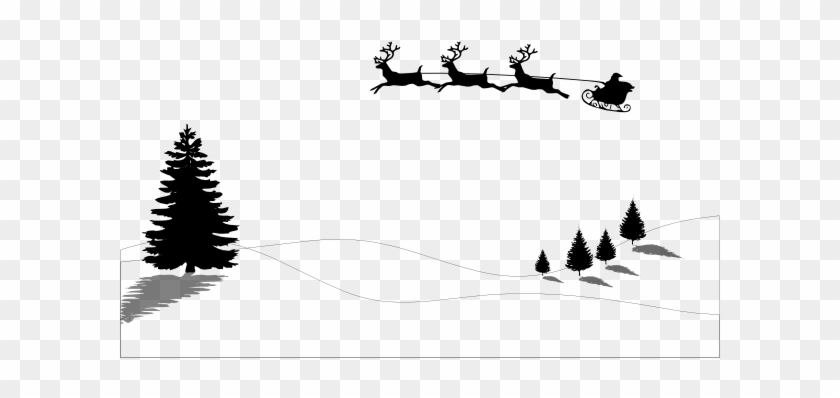 Santa S Sleigh Clip Art At Clker - Pine Tree Silhouette #792225