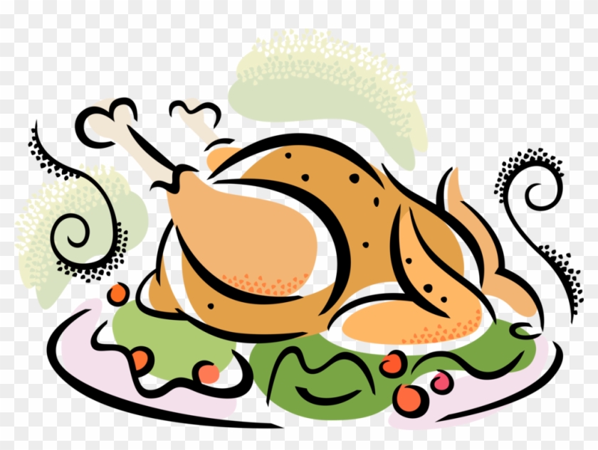 Vector Illustration Of Poultry Roast Turkey Dinner - Turkey Dinner Clipart #792443