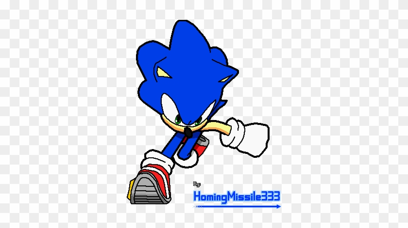 Sonic The Hedgehog Lineart By Homingmissile333 - Sonic Running Pixel Art #792466