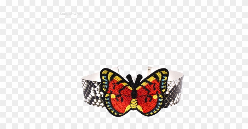 Snake Printed Embroidery Butterfly Choker Necklace - Ericdress Butterfly Pattern Pu Choker Necklace For #792925