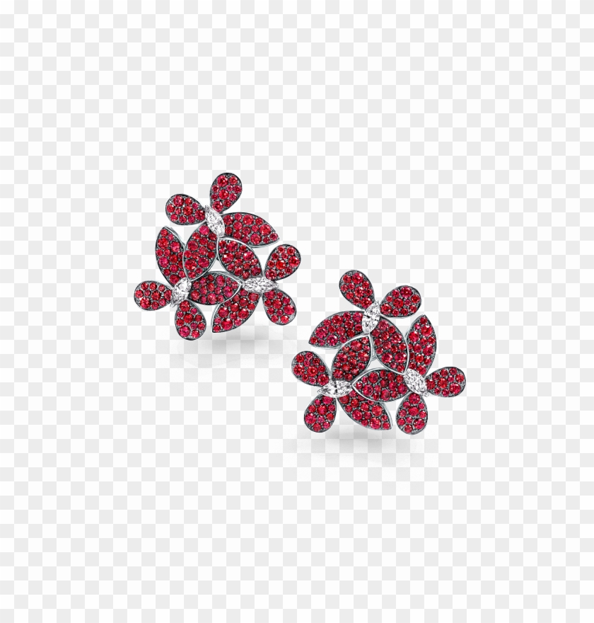 A Pair Of Graff Triple Pavé Butterfly Cluster Earrings - Ruby #792952