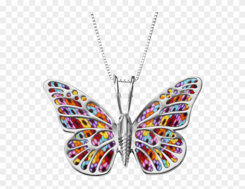 Butterfly Necklace 925 Silver Handmade Polymer Clay - Handmade Jewellery #792995