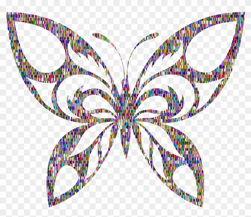 Iridescent Scales Tribal Butterfly Silhouette - Butterfly Silhouette #793007