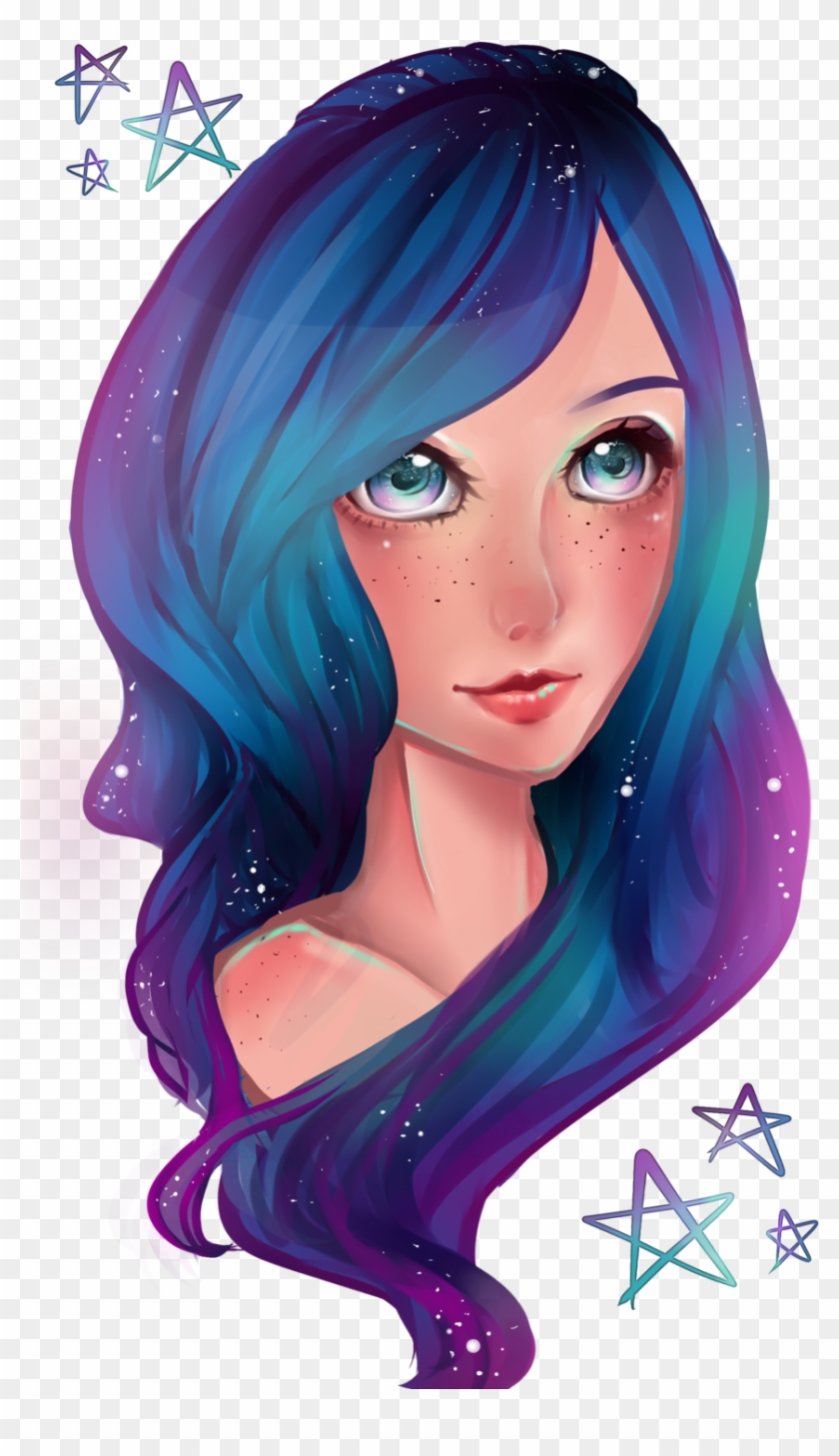 Galaxy Girl By Tea Of Love D6ceeqo Girl Anime Galaxy Hair Free Transparent Png Clipart Images Download - girl roblox anime hair