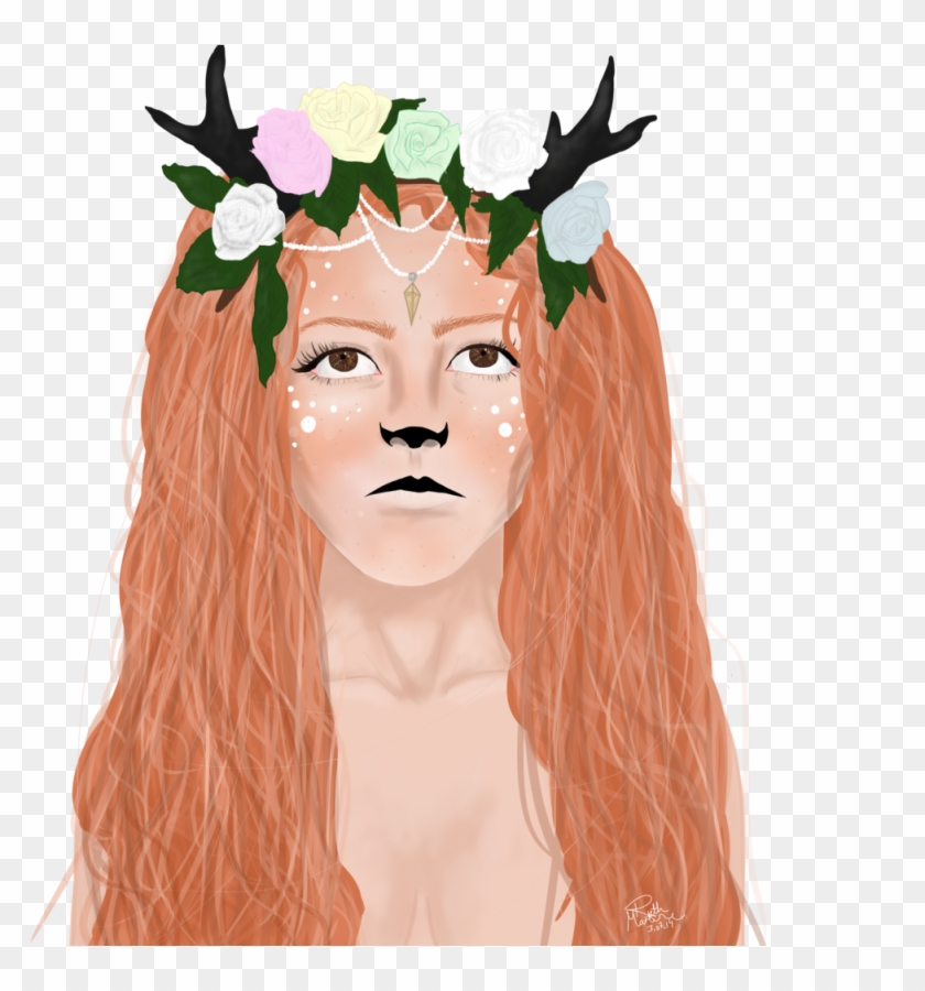 By Kingparkz Flower Crown Fawn Girl - Flower Crown Girl Png #793075