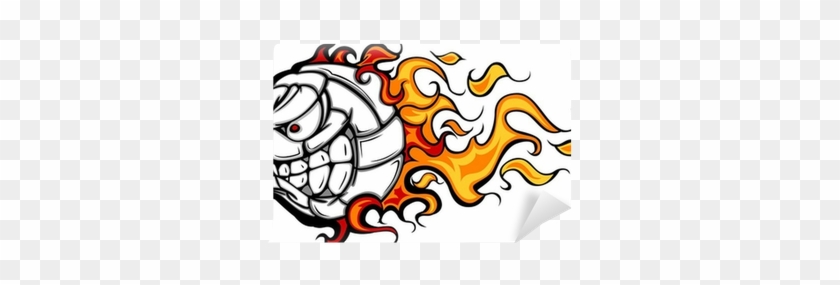 Volleyball Ball Flaming Face Vector Image Wall Mural - Softball Ball #793167